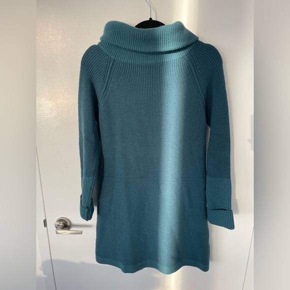 RARE Chloe wool angora blend turtleneck sweater dress in teal green - Picture 2 of 4